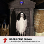 Witchwood™ 6.7 ft. Motion-Triggered Mausoleum Halloween Animatronic by Tekky, HHMAUSOLEUM-1FLSA
