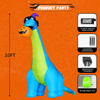 Witchwood™ COMIN Halloween Inflatables 10 FT Tall Dinosaurs Eating Pumpkin Blow Up Yard Decoration with Built-in LED for Yard Garden Party Lawn