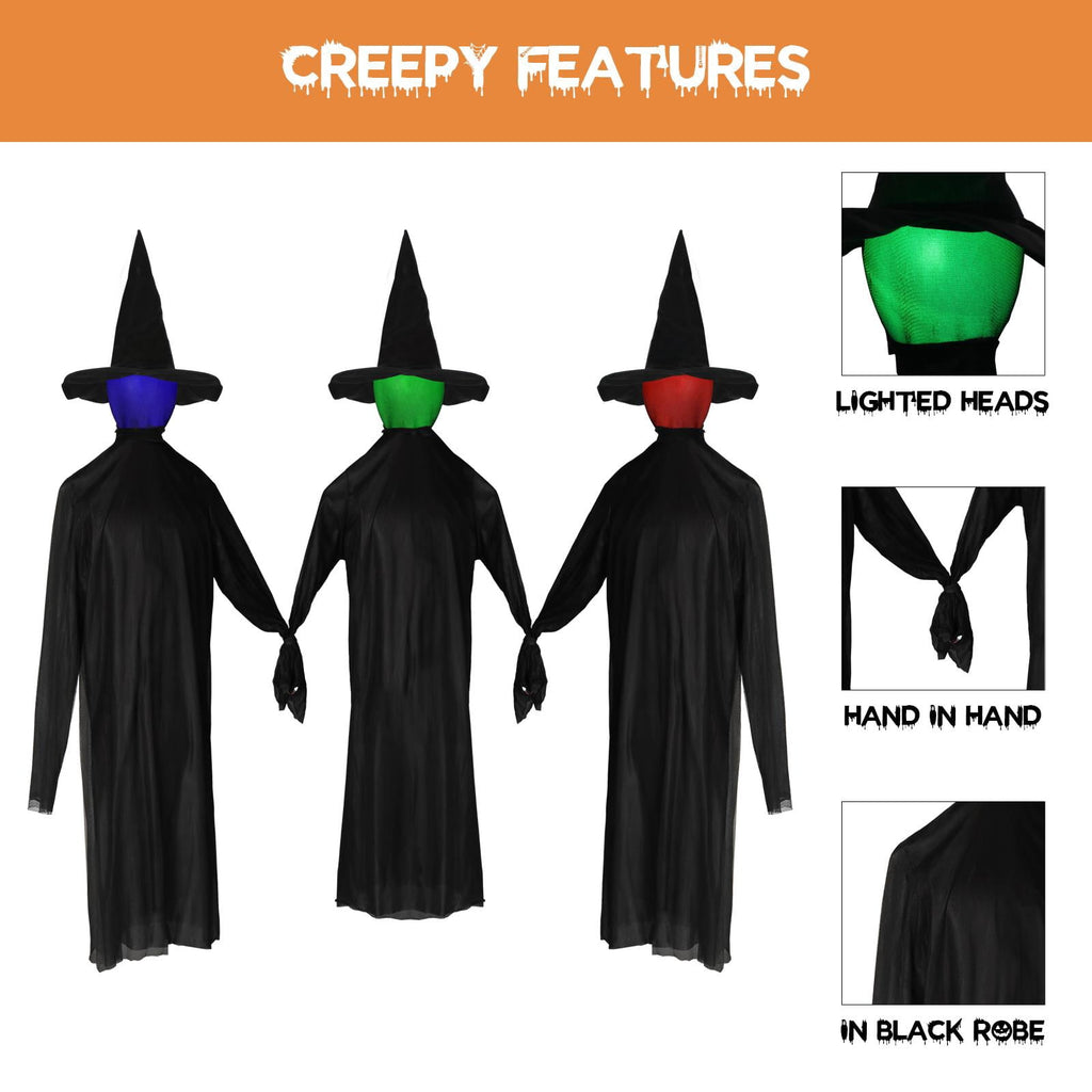Witchwood™ Zimtwon 5.2ft Halloween Decorations Halloween Witches Halloween Props Sorcerers Animated Wicked Sound LED Lighted Glowing Head