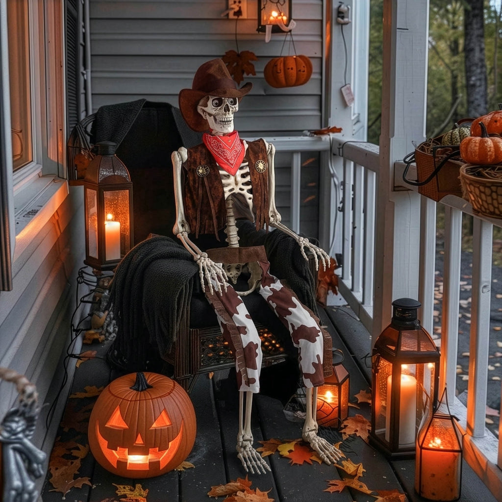 Witchwood™ Yescom Halloween 5.6Ft Life Size Skeleton Cowboy Detailed Costume Outdoor Indoor Haunted House Props Decor 2026