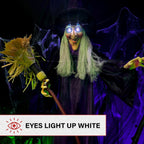 Witchwood™ Life-Size Animated Talking Witch w/ Broomstick, 6 ft Halloween Decoration, HHWITCH-5FLSA
