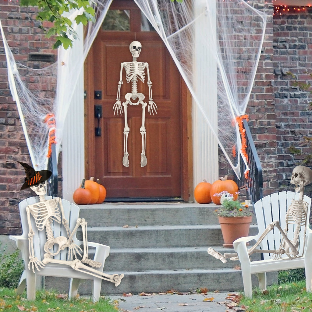 Witchwood™ OZMI Halloween Skeleton Decoration for Haunted House, 38 Inch Full Body Plastic Skull Skeleton with Posable Joints for Halloween Party Haunted House Bar Graveyard Decorations Party
