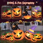 Witchwood™ B&D 8FT Long Halloween Inflatables Pumpkin, Blow Up Pumpkins Inflatables with Witch Hat & Black Cat Built-in LED Lights for Halloween Party Yard Garden Lawn Decor