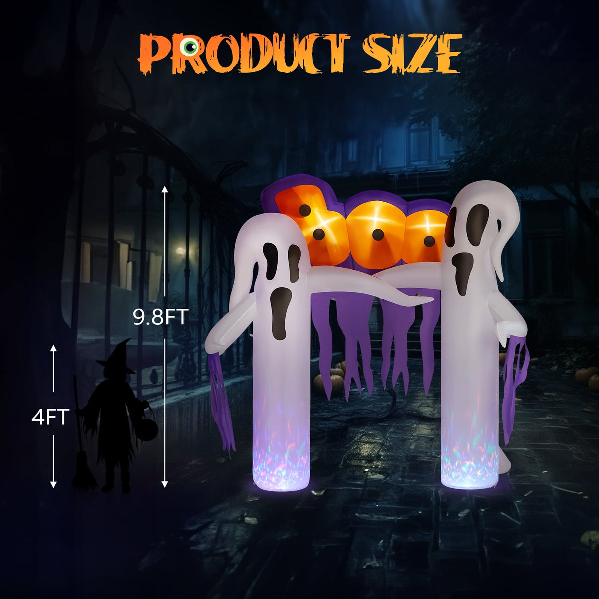 Witchwood™ 10 FT Halloween Inflatables Ghost Arch Outdoor Halloween Decoration