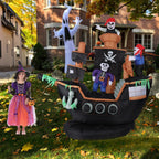 Witchwood™ 7 FT Halloween Inflatable Skeletons Ghosts on Pirate Ship Lights Decor Outdoor Indoor Holiday Decorations, Blow up Lighted Yard Decor, Giant Lawn Inflatables Home Family Outside Decor