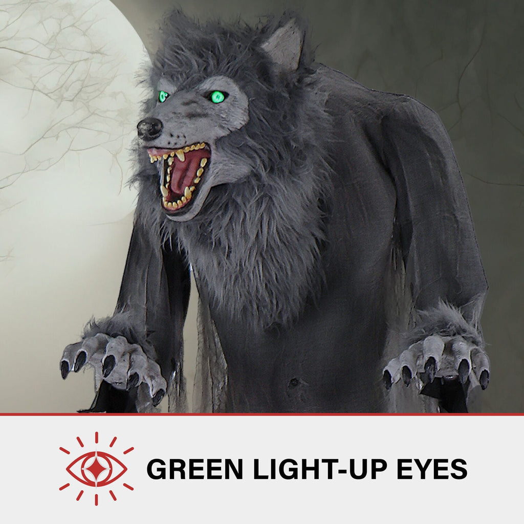 Witchwood™ 7 ft Tall Motion-Activated Towering Werewolf, Premium Halloween Animatronic, Plug-In, HHTWRWOLF-1FLSA
