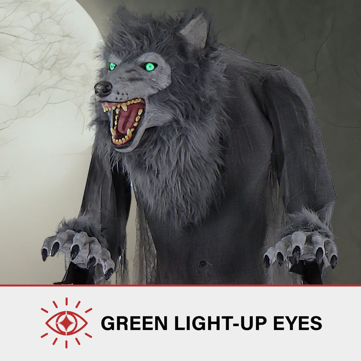 Witchwood™ 7 ft Tall Motion-Activated Towering Werewolf, Premium Halloween Animatronic, Plug-In, HHTWRWOLF-1FLSA