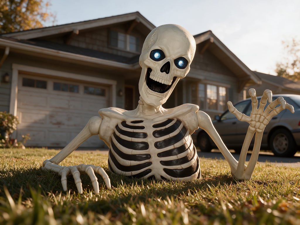 Witchwood™ 48" Halloween Giant Groundbreaker Skeleton with LED Light Moving Eyes, Creepy Sound Effect for Yard Porch Halloween Decoration