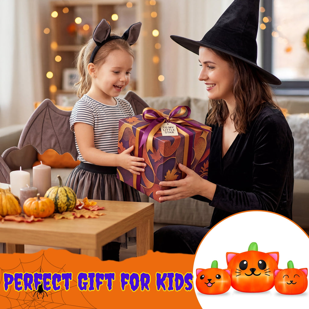 Witchwood™ 6.2FT Halloween Inflatable Pumpkin Cat Outdoor Decorations, Halloween Blow Ups with Lights for Party, Yard