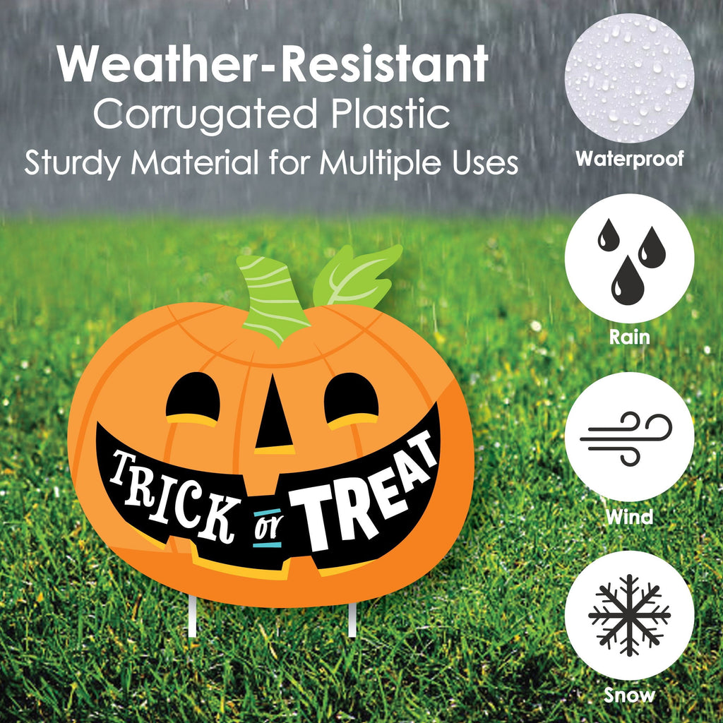 Witchwood™ Big Dot of Happiness Jack-O'-Lantern Halloween - Black Cat Ghost Skull & Witch Hat Lawn Decor - Outdoor Kids Halloween Party Yard Decorations - 10 Pc