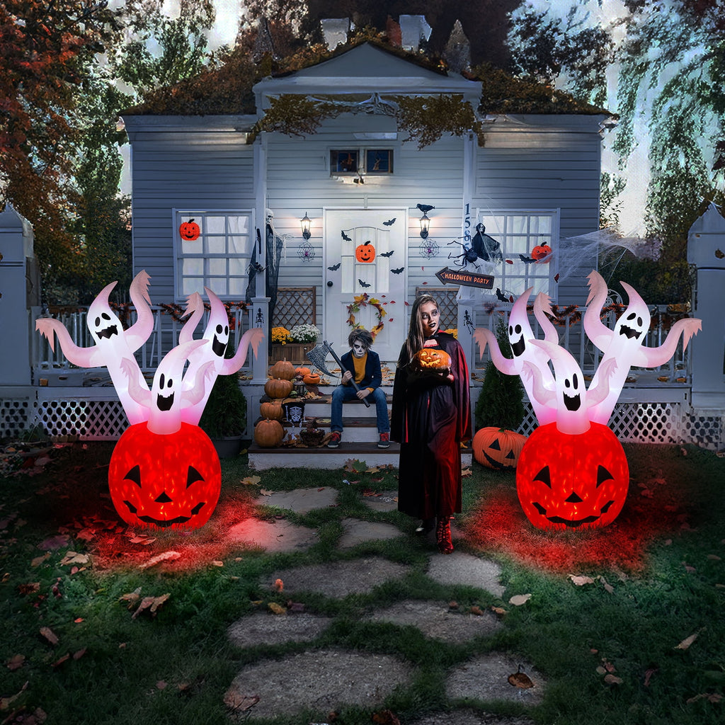 Witchwood™ Halloween Ghost and Pumpkin Outdoor Halloween Inflatables for Patio Garden Decor