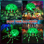 Witchwood™ 8FT Halloween Inflatables Outdoor Decorations Giant Spider Decorations with LED Lights and Air Pump Blow up Inflatable Green