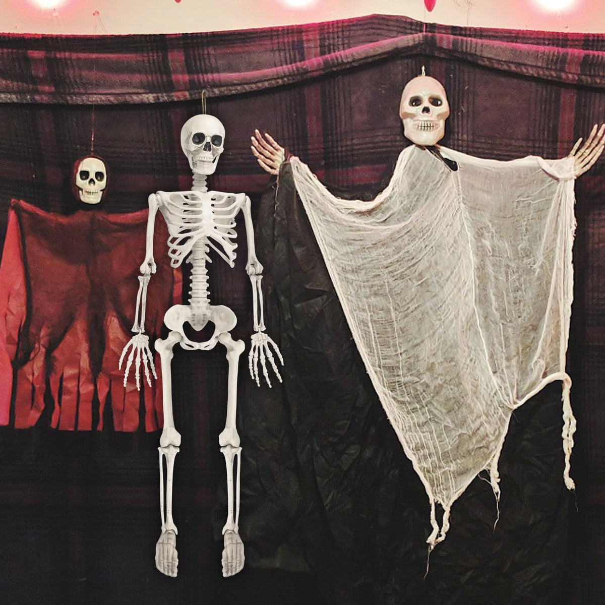 Witchwood™ OZMI Halloween Skeleton Decoration for Haunted House, 38 Inch Full Body Plastic Skull Skeleton with Posable Joints for Halloween Party Haunted House Bar Graveyard Decorations Party