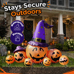 Witchwood™ 8.7ft Long Halloween Inflatable Pumpkin Decoration with Built-in LED Lights, Large Outdoor Blow-Up Yard Decor for Lawn, Garden, Porch, Haunted House and Halloween Party