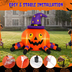 Witchwood™ 6.2FT Halloween Inflatable Decorations Pumpkin Spider with LED Lights, Halloween Blow Ups for Yard Party