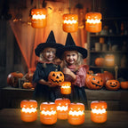 Witchwood™ EverBrite 3-Pack Halloween Pumpkin Lantern, Collapsible Jack O Lantern Pumpkins with Lanyard, Halloween Party Favors, Light up Pumpkin Outdoor for Halloween Party Decoration, Battery Included