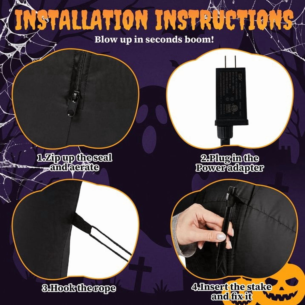 Witchwood™ 6' Halloween Inflatables Skeleton Outdoor Halloween Decoration Emerging Skeleton,Built-In LED