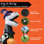 Witchwood™ 8 FT Halloween Inflatable Skeleton Dinosaur with Build-in LEDs Pumpkin Decorations,Halloween Outdoor Decorations Blow up Yard Decorations