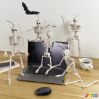 Witchwood™ 5 PCS Posable Halloween Skeleton Decor 16 Inches, Full Body Posable Joints Hanging Skeletons for Halloween Decorations, Graveyard Props, Haunted House Accessories, Spooky Scene Party Favors