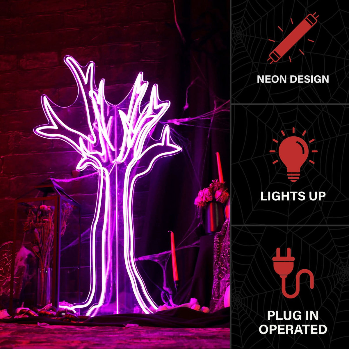 Witchwood™ Ghost Tree Purple Halloween Décor with 3D Neon LED Lights, 3.8-Ft