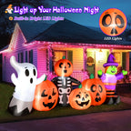 Witchwood™ 8FT Length Halloween Inflatable Witch, Ghost, with Pumpkin Outdoor Decoration for Party Garden Lawn House Holiday Decor,Built-in LED Lights & Powerful Air Blower