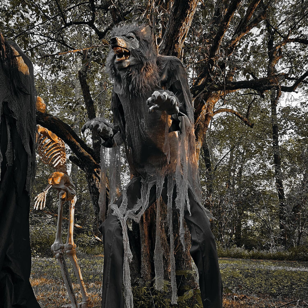 Witchwood™ 7 ft Tall Motion-Activated Towering Werewolf, Premium Halloween Animatronic, Plug-In, HHTWRWOLF-1FLSA