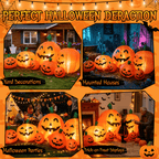 Witchwood™ 7.5 FT Long Halloween Inflatables Pumpkin Family Lighted,7 Pumpkins Blow Up Yard Decoration, Built-in LEDs, Stakes & Tethers Included for Outdoor Lawn Garden Halloween Decor