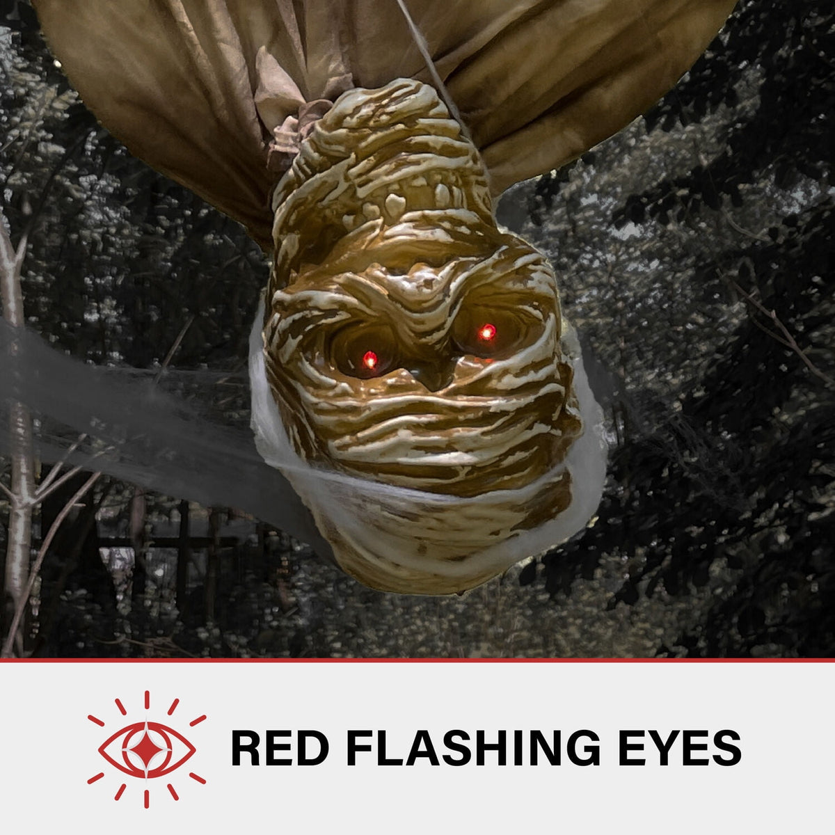 Witchwood™ 5 ft Animatronic Upside-Down Shaking Mummy with Sounds and Light-Up Eyes for Scary Halloween Decoration, HHSKEL-8HLSA