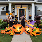 Witchwood™ B&D 8FT Long Halloween Inflatables Pumpkin, Blow Up Pumpkins Inflatables with Witch Hat & Black Cat Built-in LED Lights for Halloween Party Yard Garden Lawn Decor