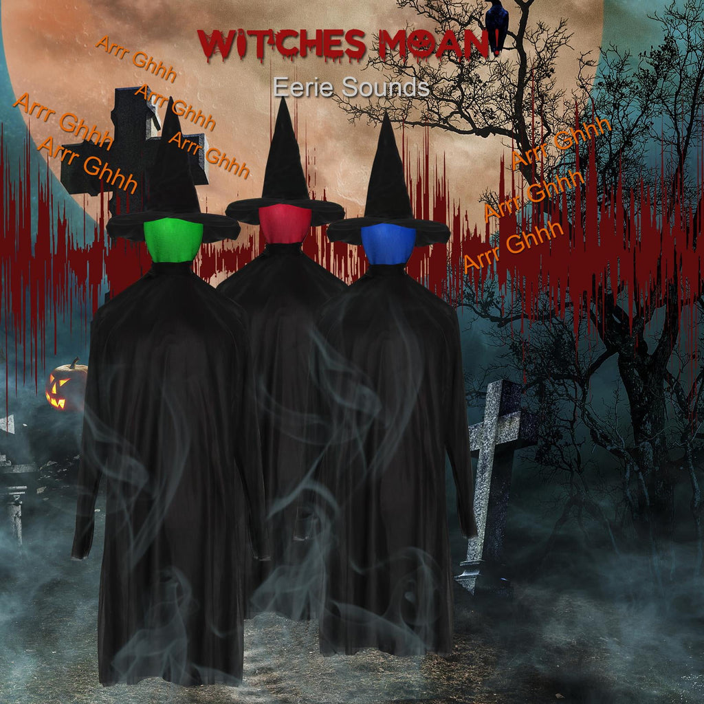 Witchwood™ Zimtwon 5.2ft Halloween Decorations Halloween Witches Halloween Props Sorcerers Animated Wicked Sound LED Lighted Glowing Head
