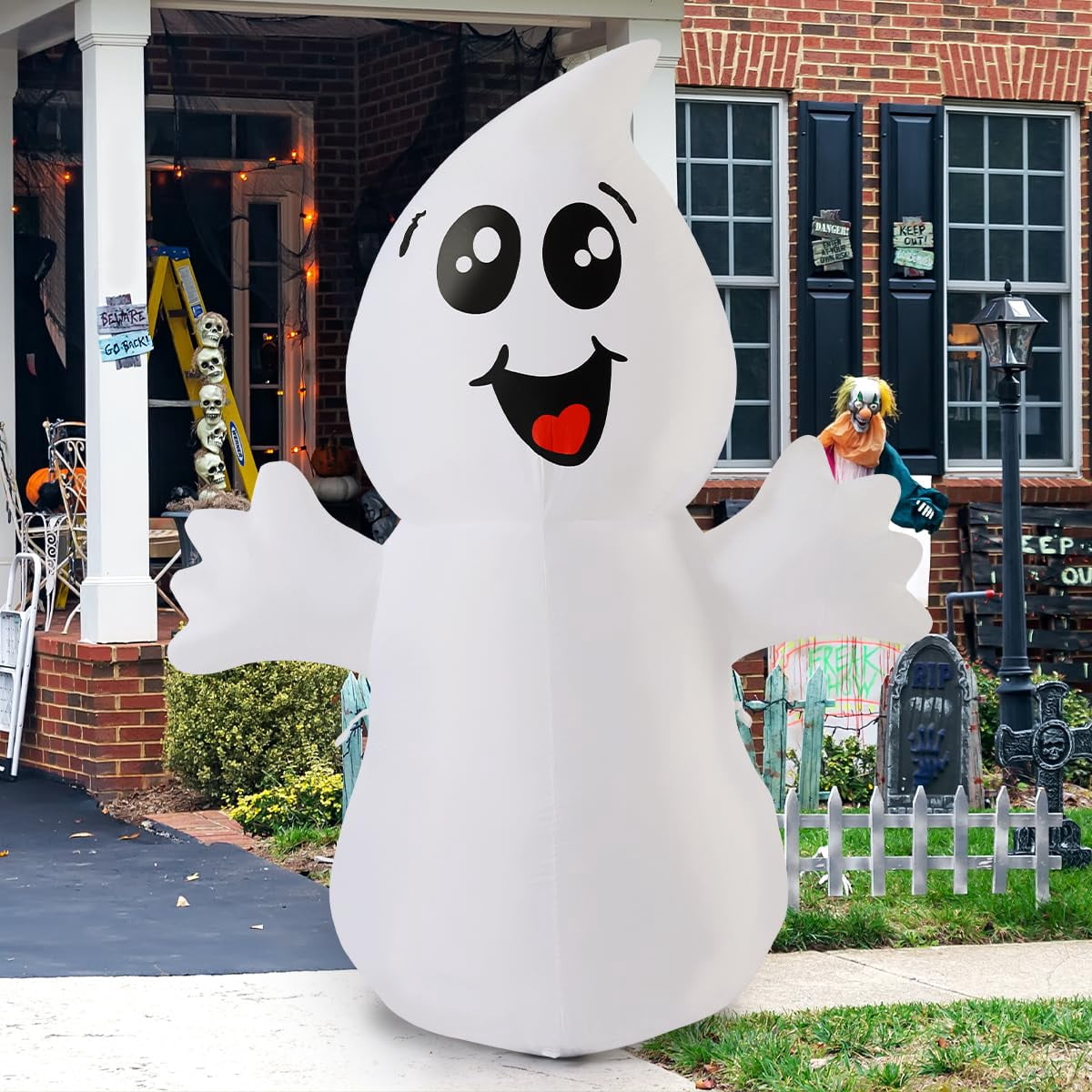 Witchwood™ Halloween Inflatables 5 FT Halloween Ghost Inflatable with Built-in LEDs, Cute Halloween Inflatable Ghost Blow up Ghost Inflatable, Outdoor Halloween Decorations for Halloween Holiday Party