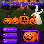 Witchwood™ 8FT Halloween Inflatable Pumpkin Ghost Scene, 5 Total LEDs, Waterproof Polyester, Quick Inflation with Stakes/Ropes for Yard/Garden/Indoor