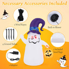 Witchwood™ Costway 6 Ft Halloween Inflatables Cute Ghost with Jack-O-Lantern & Witch Hat