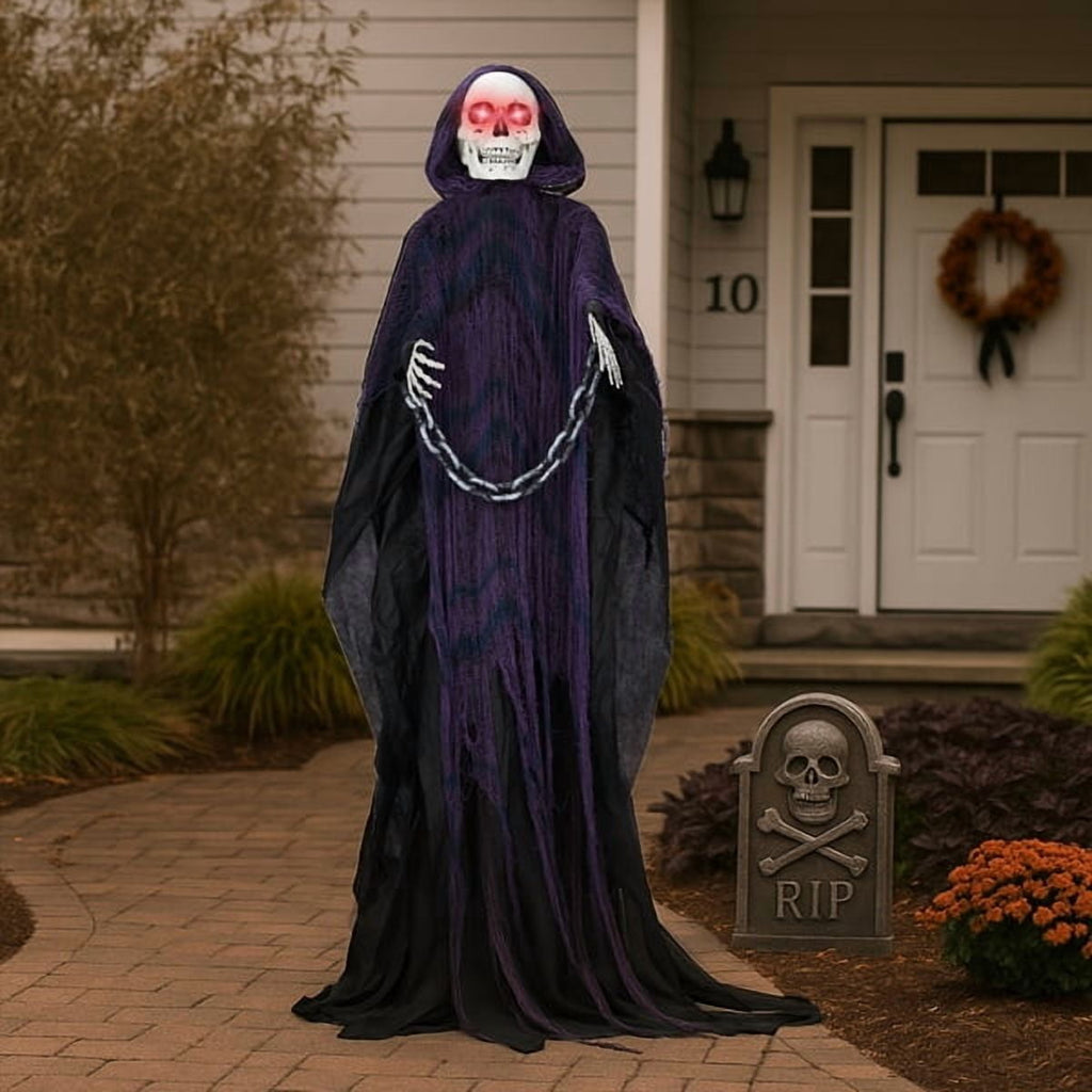 Witchwood™ 6ft Life-Size Halloween Animatronic Grim Reaper - Sound-Activated, 1-Minute Assembly for Yard/Haunted House/Party
