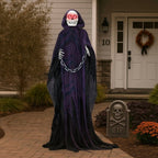 Witchwood™ 6ft Life-Size Halloween Animatronic Grim Reaper - Sound-Activated, 1-Minute Assembly for Yard/Haunted House/Party