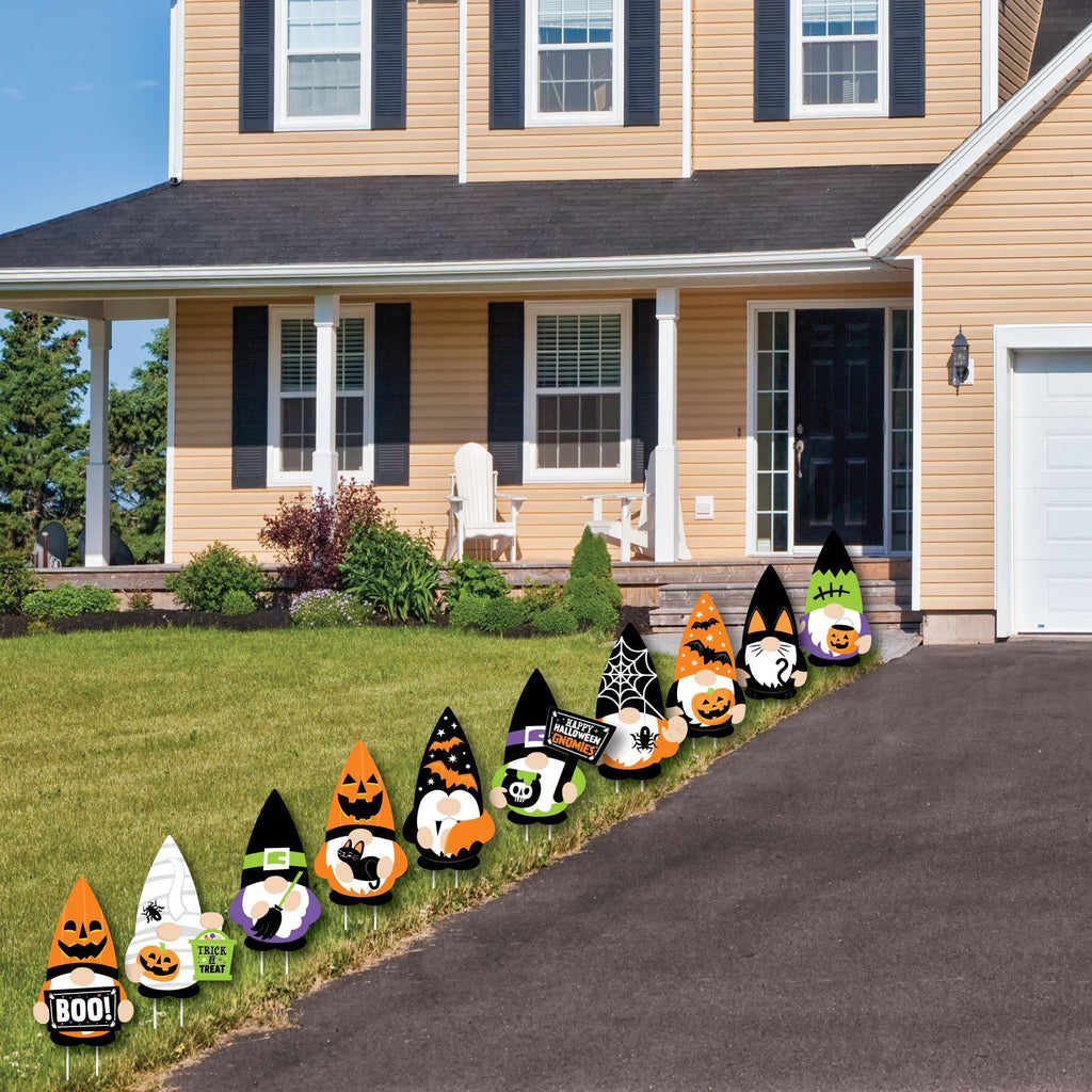 Witchwood™ Big Dot of Happiness Halloween Gnomes - Gnome Lawn Decorations - Outdoor Spooky Fall Party Yard Decorations - 10 Piece