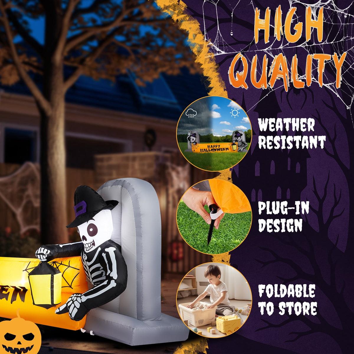 Witchwood™ 10' Halloween Inflatables Outdoor Halloween Tomb Decoration Banner Blow up Decor