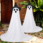 Witchwood™ 2 Packs Halloween Decorations Outdoor,Light Up Halloween Spooky Standing Ghost with Witch Hat,Scary Ghosts Decor with LED Lights for Front Porche Yard Garden Home