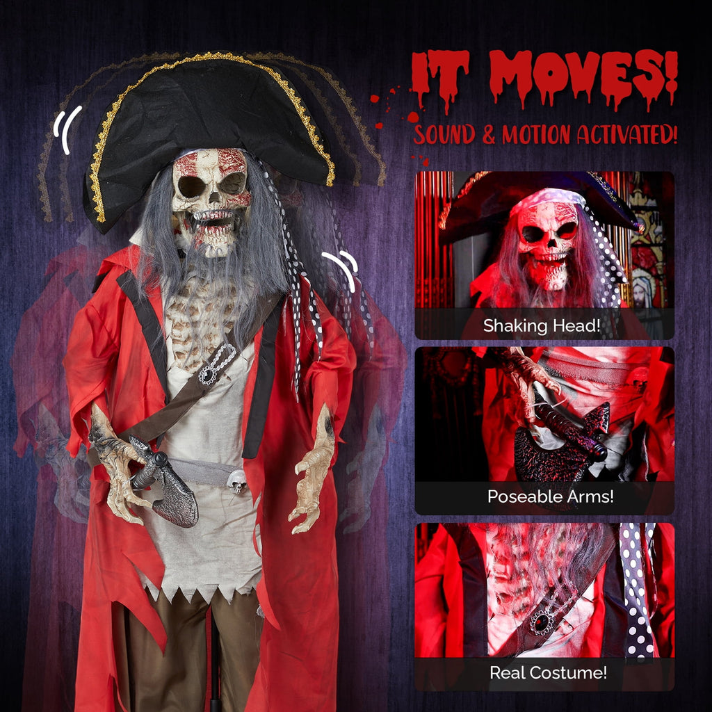 Witchwood™ 6.3FT Halloween Animatronic Pirate Standing Pirate The Sound Activated Halloween Prop