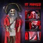Witchwood™ 6.3FT Halloween Animatronic Pirate Standing Pirate The Sound Activated Halloween Prop