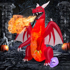 Witchwood™ Costway 8 FT Halloween Inflatable Red Dragon with Wings & Skull Holiday Decoration Light
