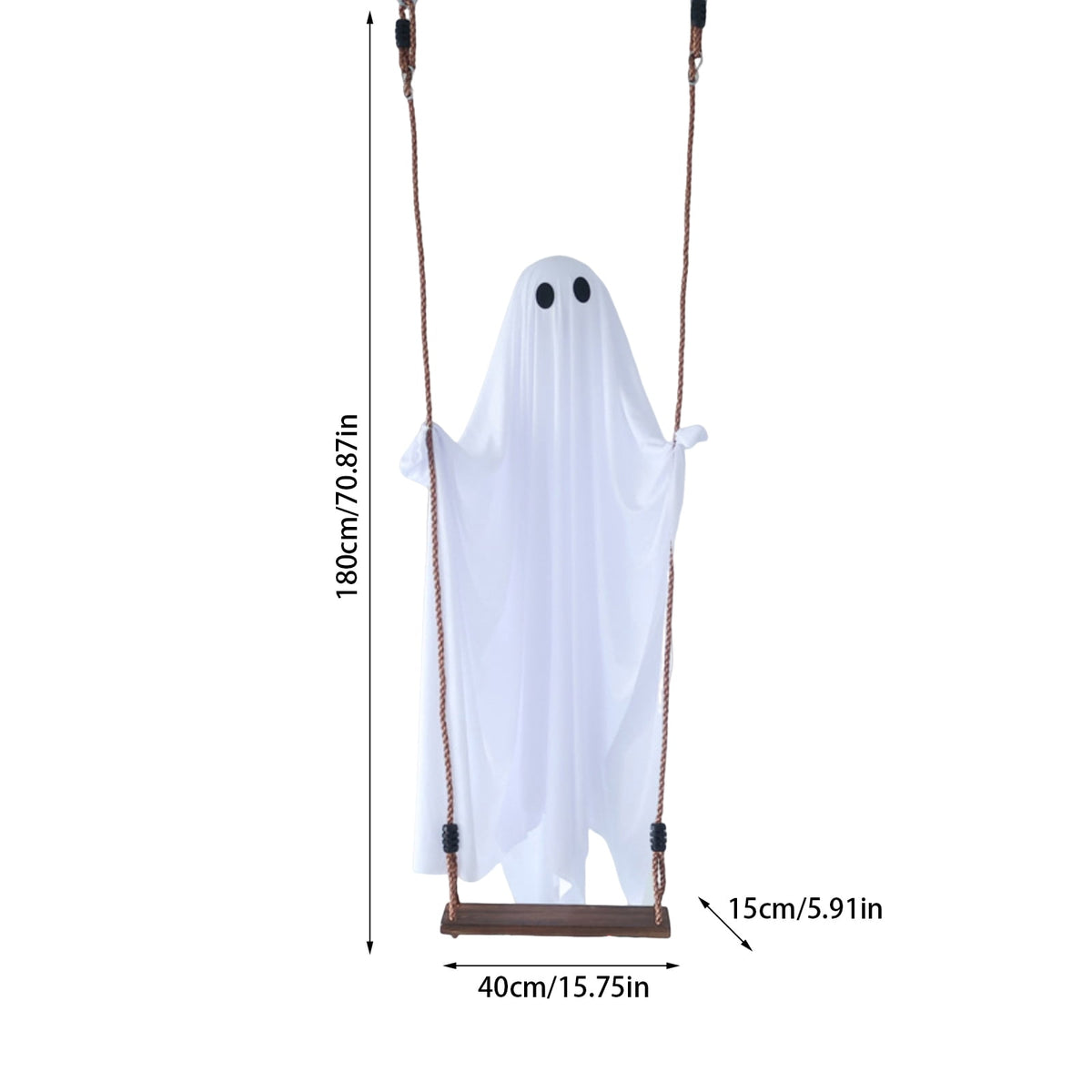 Witchwood™ Halloween 6 ft Hanging Swing Ghost with Remote Control and Lights, Outdoor Halloween Decorations, Outdoor Decor Spooky Cute Ghosts Decoration Flying Props for Tree Porch Yard Garden Lawn House