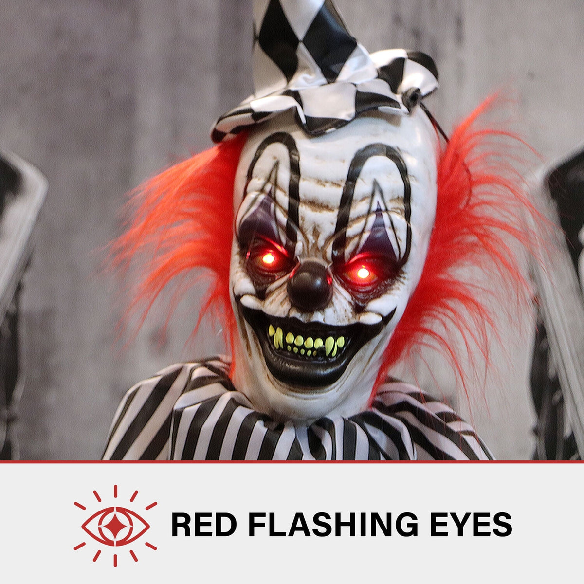 Witchwood™ 6 ft Animatronic Talking Clown on a Stage with Movement and Light-Up Eyes for Scary Halloween Decoration, HHCLOWN-31FLSA