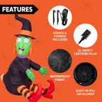Witchwood™ 4 FT Halloween Inflatables Witch Crashing Into Tree,LED Lighted Blow Up Yard Decoration for Outdoor Garden Lawn Party Decor
