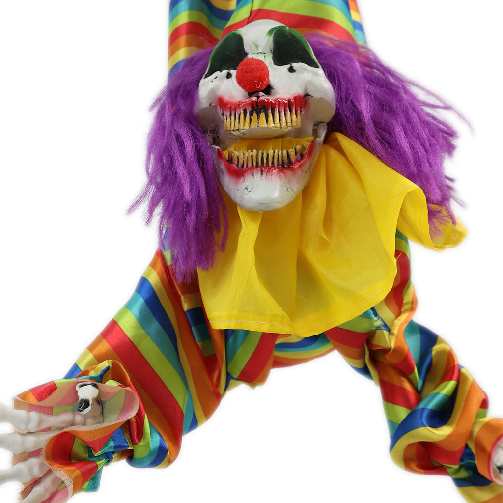 Witchwood™ 47 in Animatronic Hanging Upside Down Clown with Lights and Sound, Halloween Decoration, HHCLOWN-39HLSA