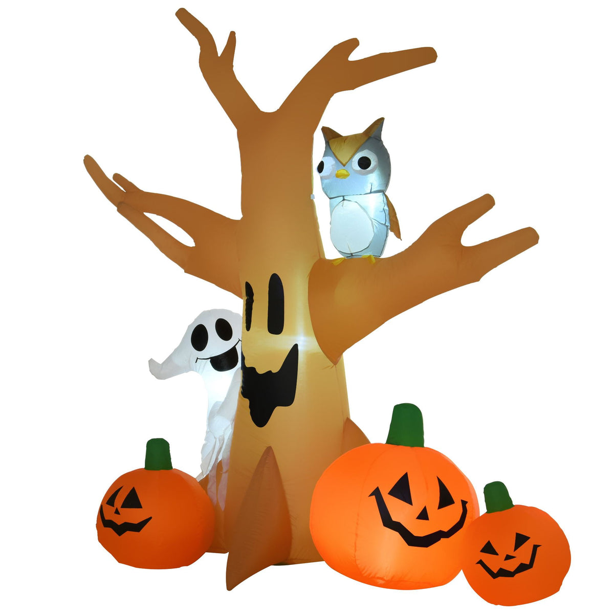 Witchwood™ 7.5FT Halloween Inflatable Scary Ghost Tree with Owl Ghost Pumpkins LED Lights Yard Decoration