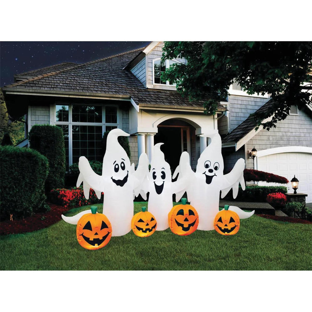 Witchwood™ 8 ft Inflatable Ghosts with Pumpkin Decoration