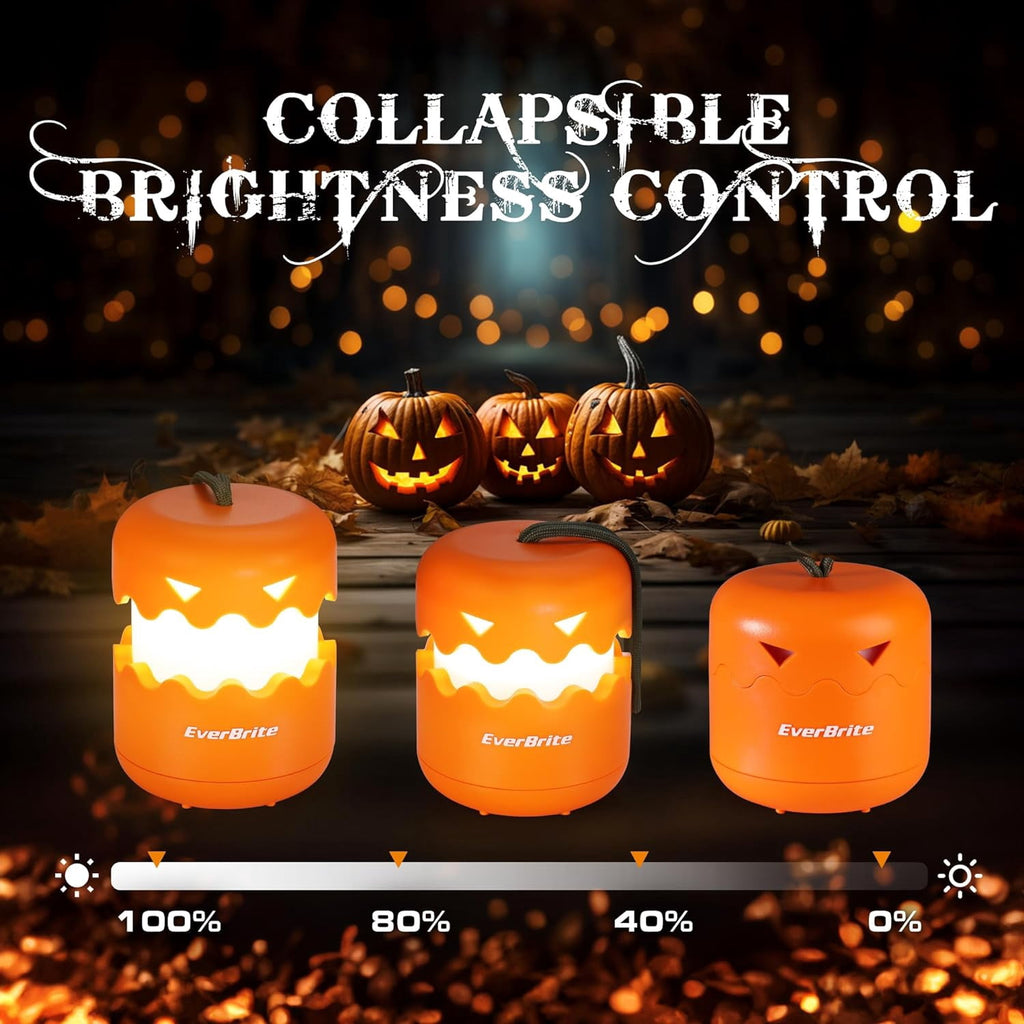 Witchwood™ EverBrite 3-Pack Halloween Pumpkin Lantern, Collapsible Jack O Lantern Pumpkins with Lanyard, Halloween Party Favors, Light up Pumpkin Outdoor for Halloween Party Decoration, Battery Included