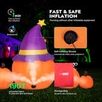 Witchwood™ SPECSTAR 6ft Long Halloween Inflatable LED Lighted Pumpkin Family Blow up Outdoor Lawn Yard Decoration