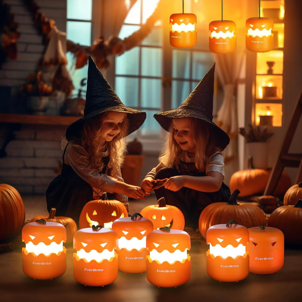 Witchwood™ EverBrite 3-Pack Halloween Pumpkin Lantern, Collapsible Jack O Lantern Pumpkins with Lanyard, Halloween Party Favors, Light up Pumpkin Outdoor for Halloween Party Decoration, Battery Included